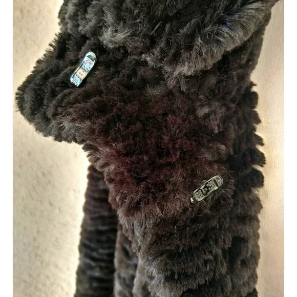 Dolce Cabo Faux Fur Textured Black Swing Coat Size XL - Picture 8 of 8